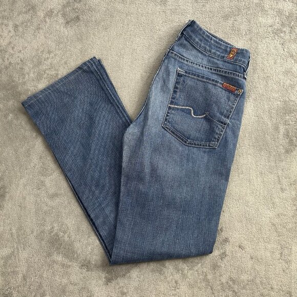 7 Seven For All Mankind Jeans Women's 31x30” Kimmie BootCut Blue Denim Western - Picture 1 of 14
